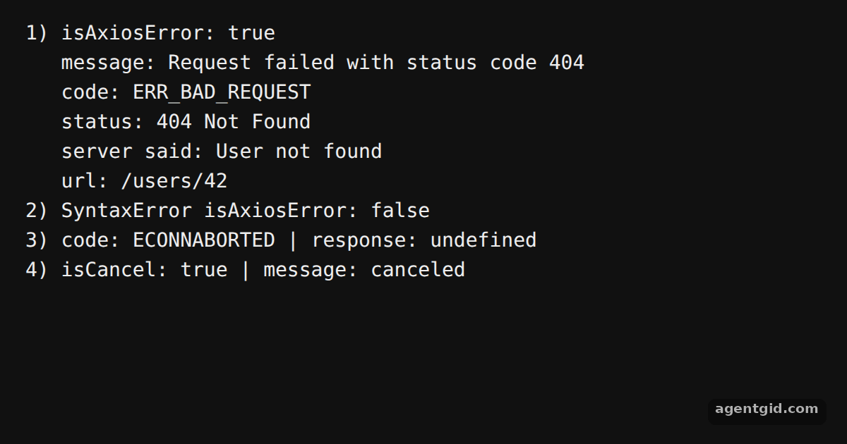 Error handling in Axios: screenshot of the example running