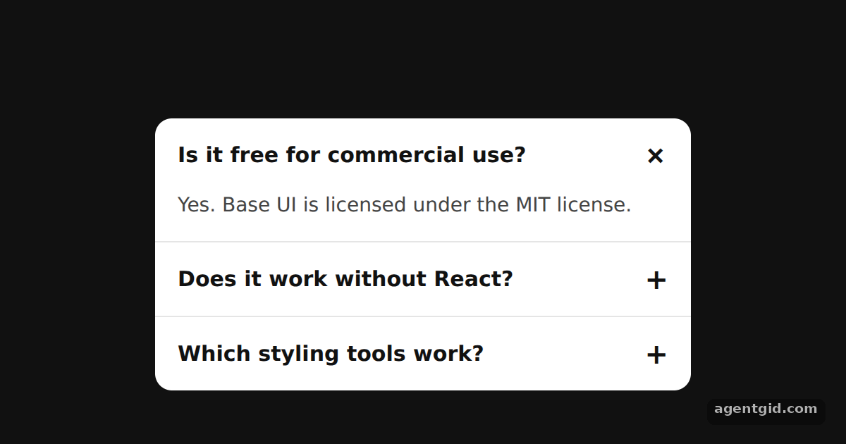 Accordion in Base UI: screenshot of the example running