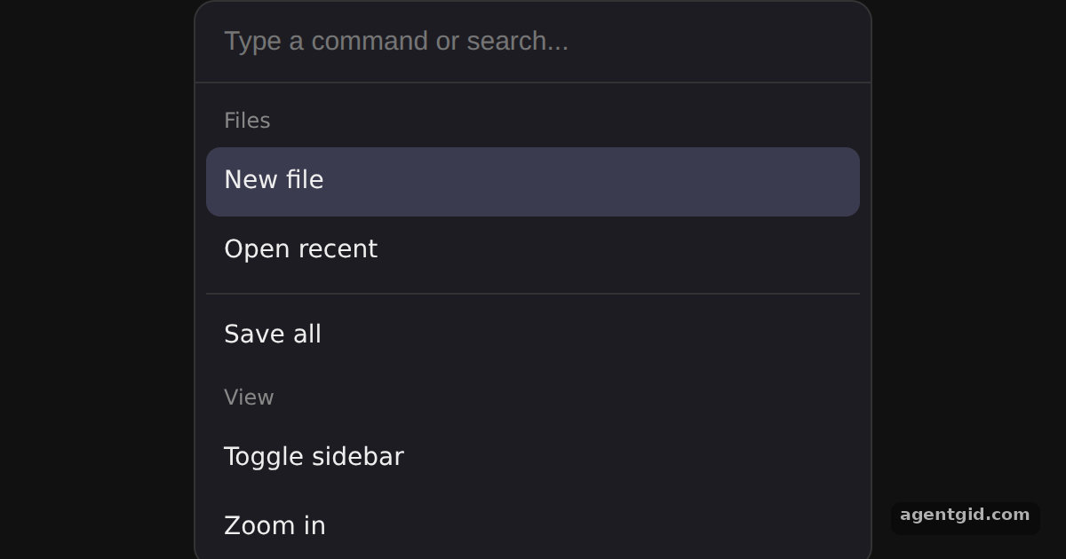 Command menu in cmdk: screenshot of the example running