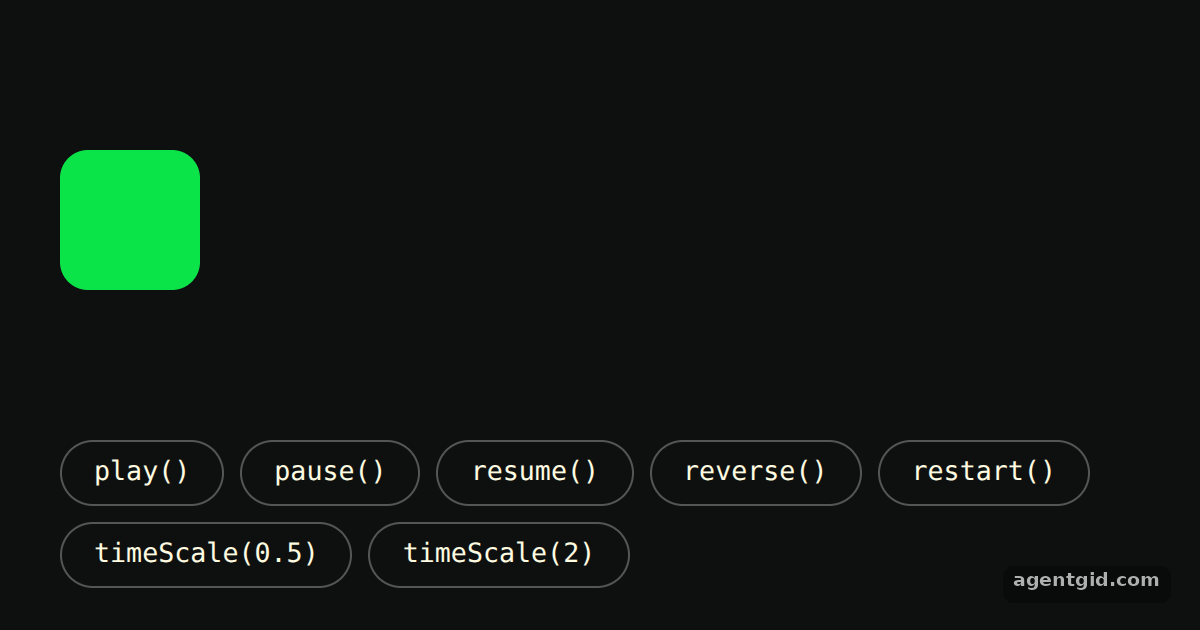 Controlling a tween in GSAP: screenshot of the example running