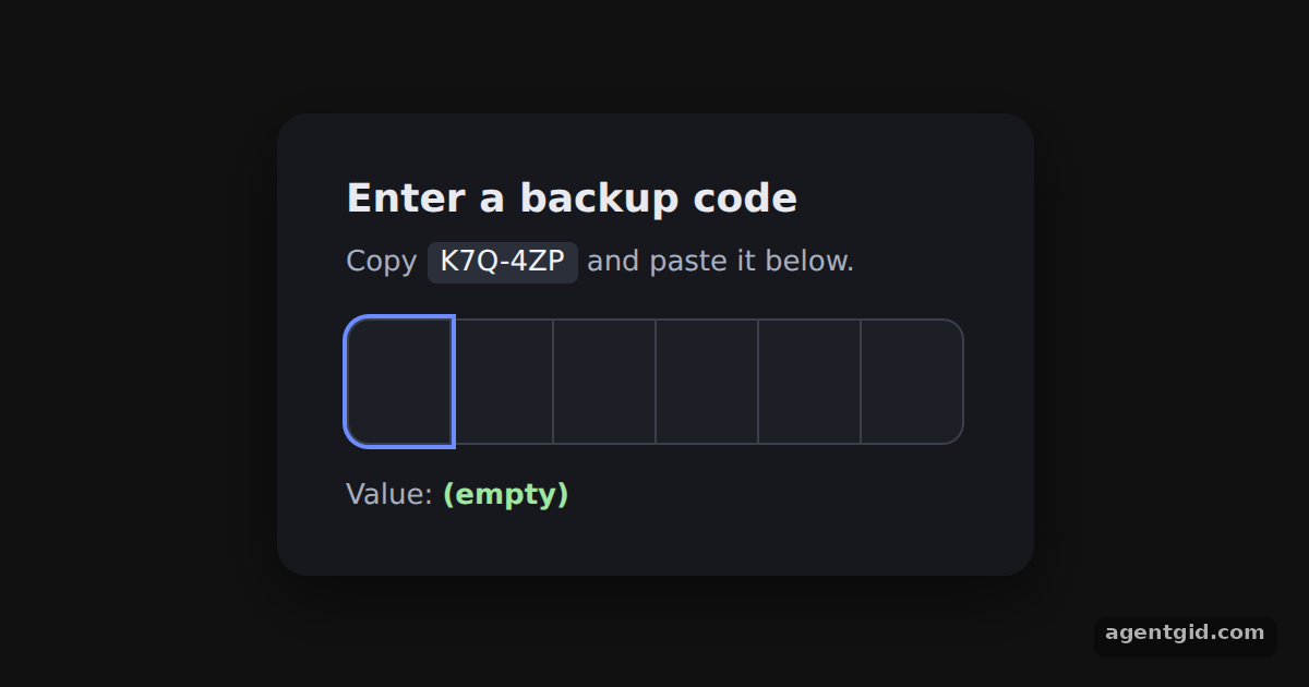 Alphanumeric codes and paste cleanup in input-otp: screenshot of the example running