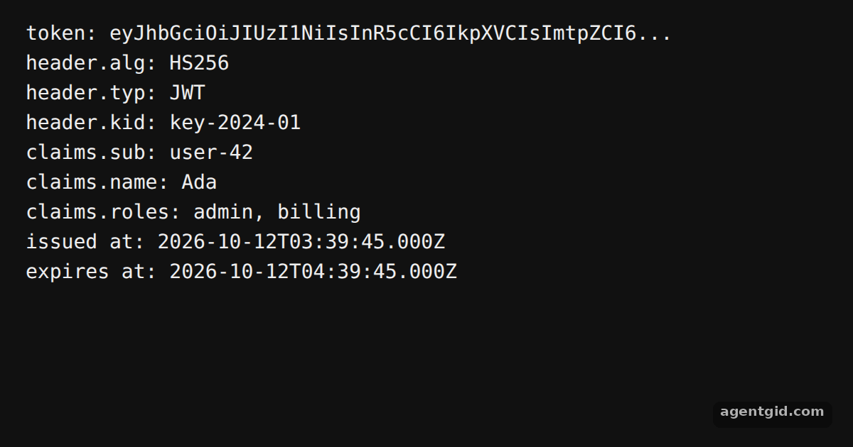Decode a JWT with jose: screenshot of the example running