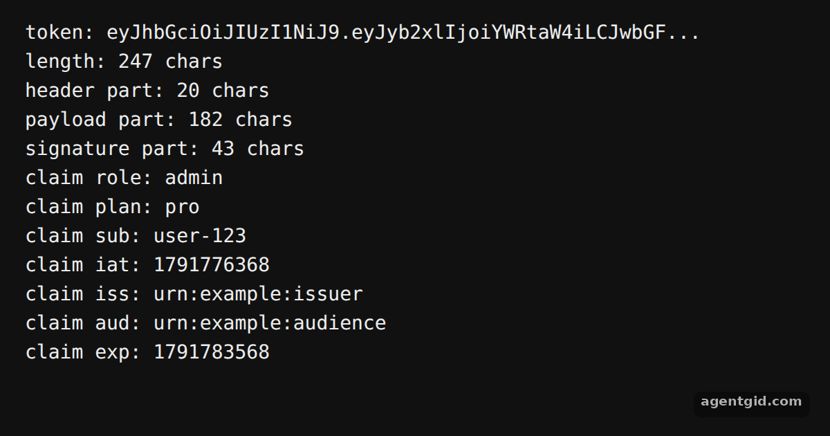 Sign a JWT with jose: screenshot of the example running
