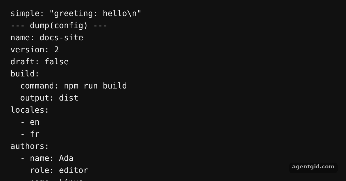 Write YAML with js-yaml dump(): screenshot of the example running