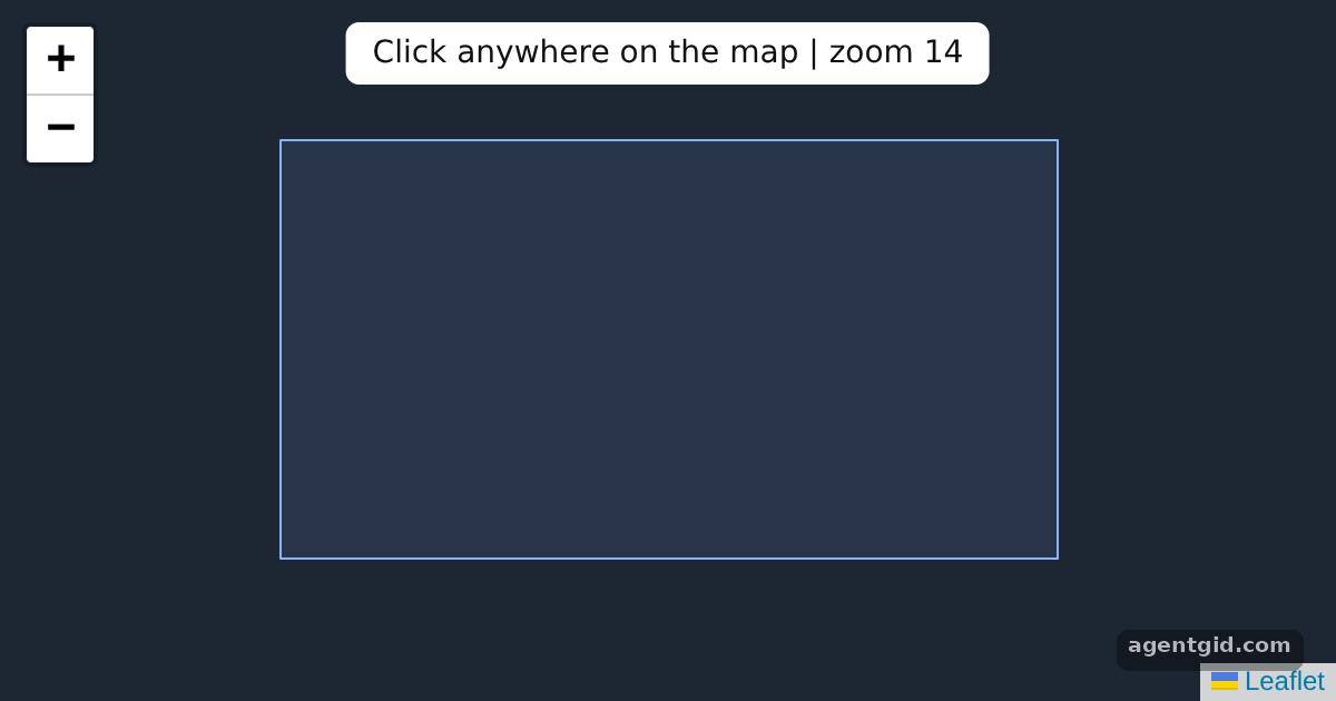 Handling map clicks in Leaflet: screenshot of the example running