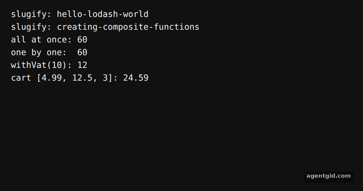 Compose functions with Lodash: screenshot of the example running