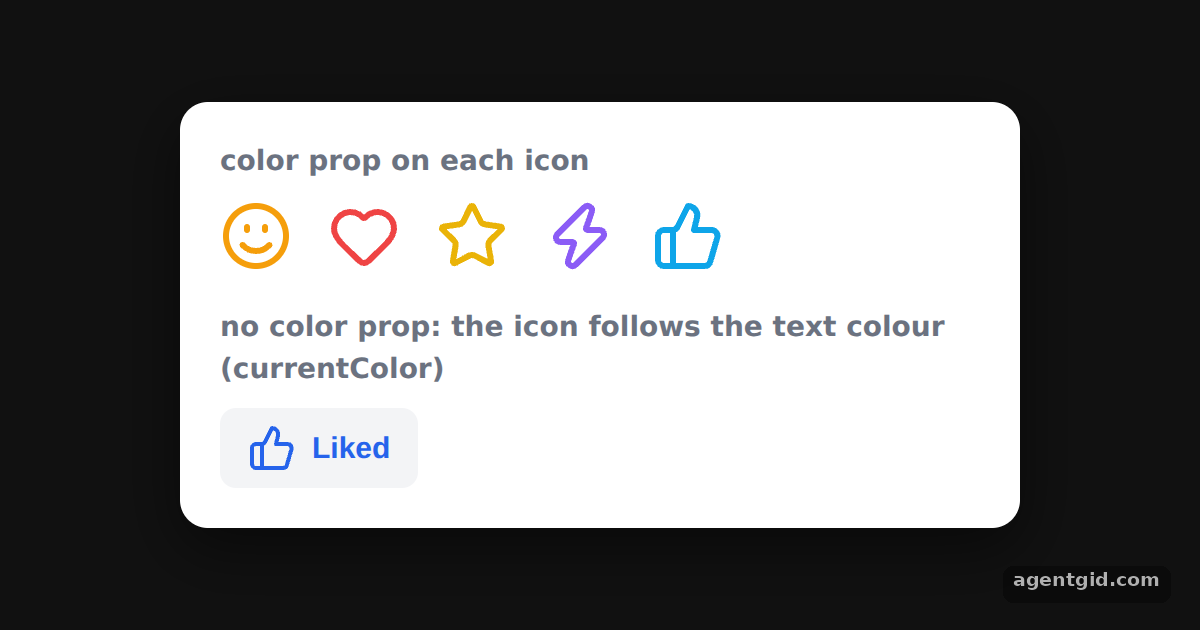 Changing icon colour in Lucide React: screenshot of the example running