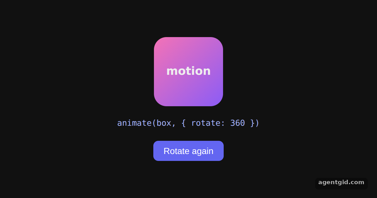 The animate() function in Motion: screenshot of the example running