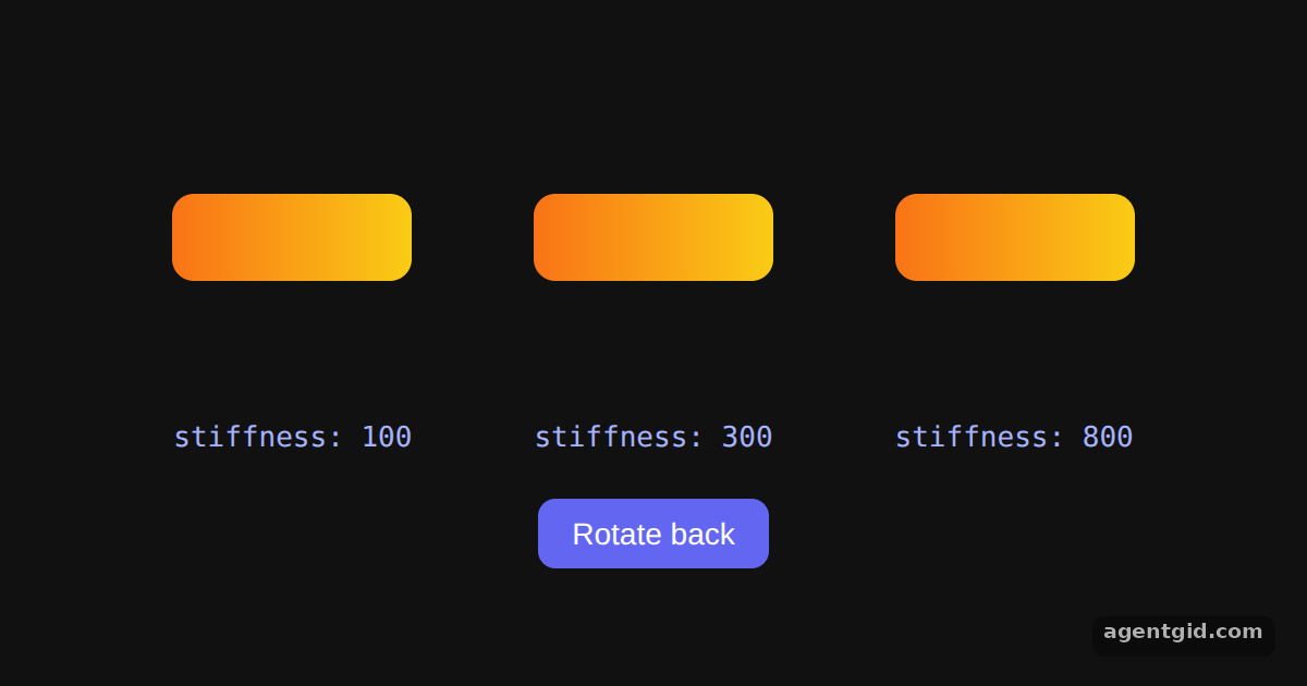 Spring animations in Motion: screenshot of the example running