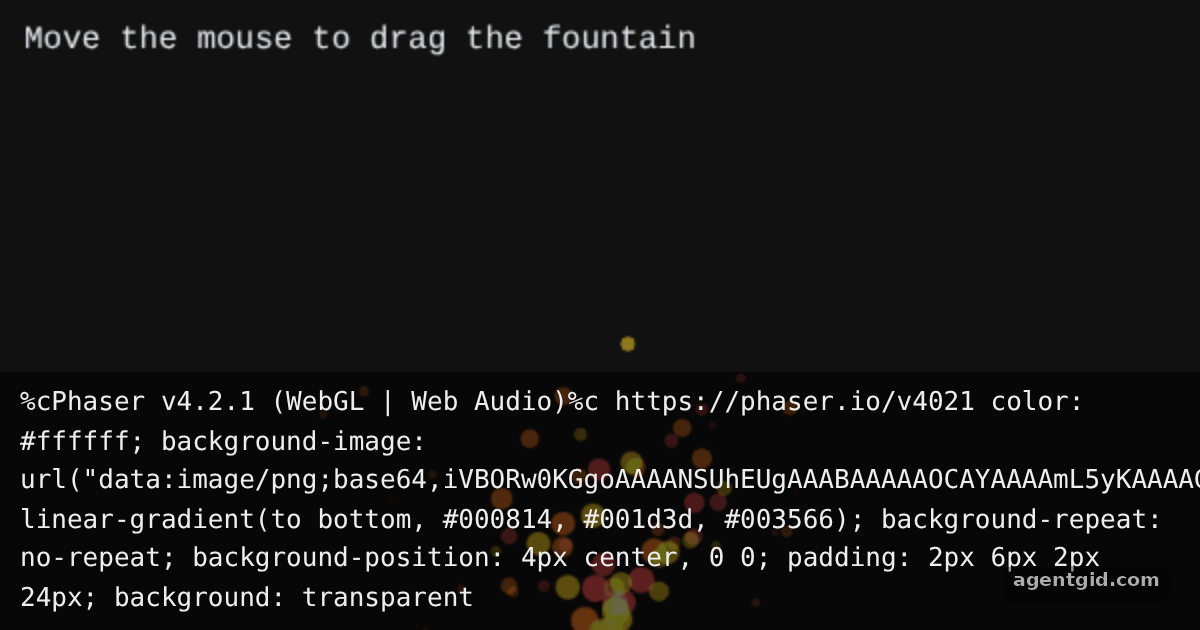 Particle effects in Phaser: screenshot of the example running