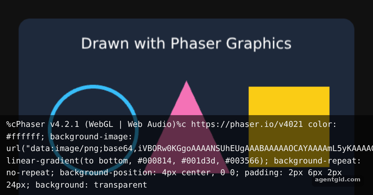 Draw shapes in a Phaser scene: screenshot of the example running