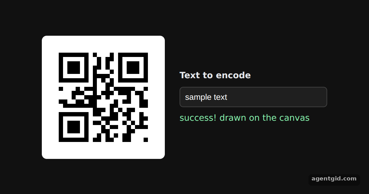 Drawing a QR code on a canvas with qrcode: screenshot of the example running