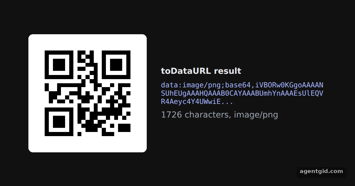 QR code as a data URL with qrcode: screenshot of the example running