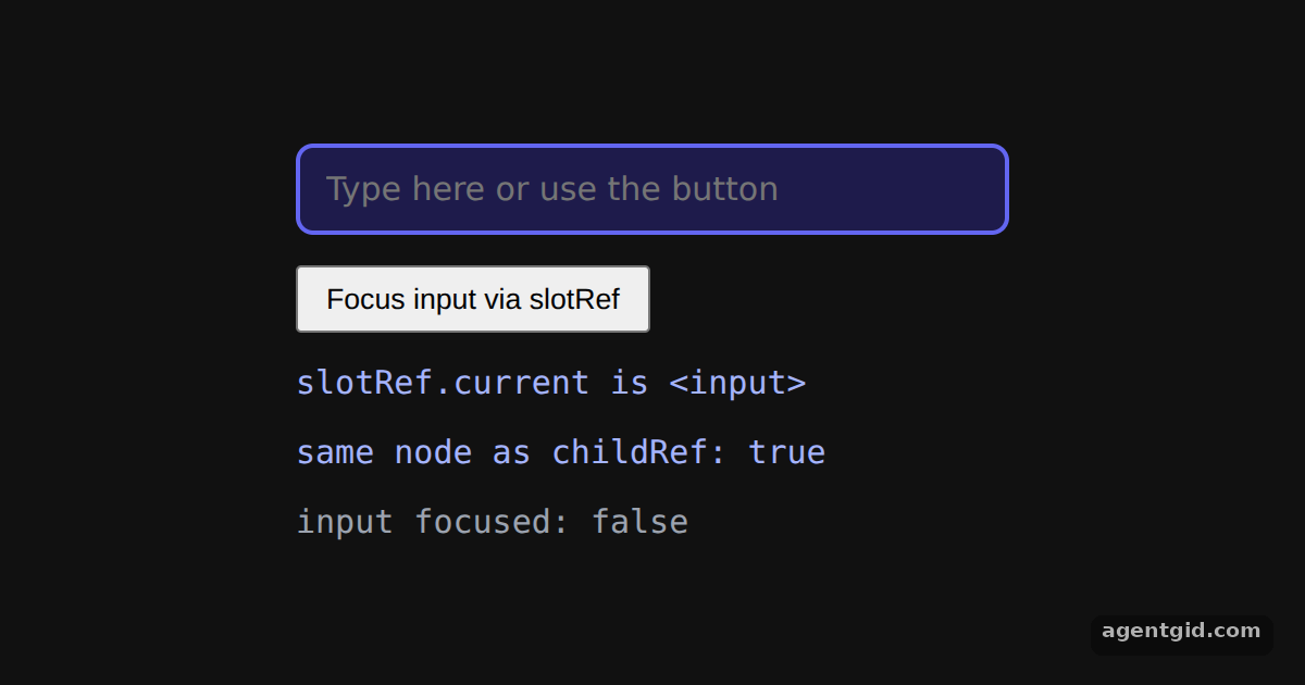 Passing refs through Radix Slot: screenshot of the example running