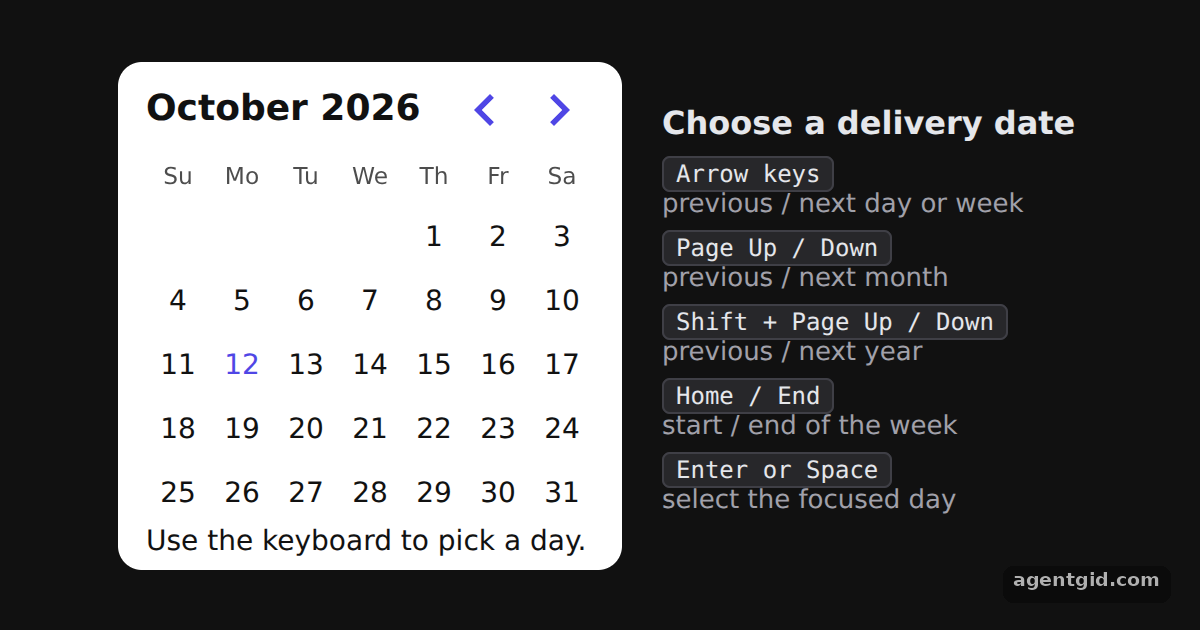 Accessible date picker with React Day Picker: screenshot of the example running
