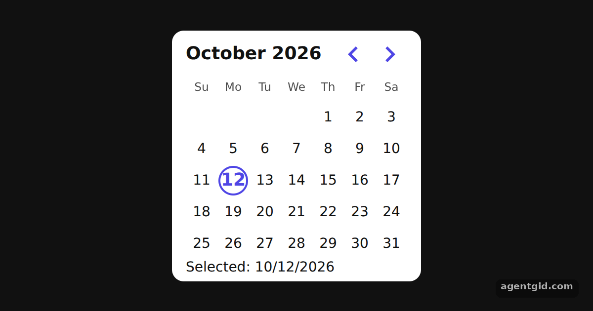 Single date picker in React Day Picker: screenshot of the example running