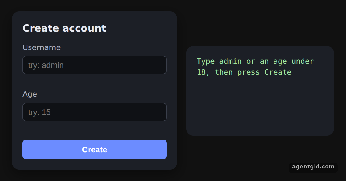 Custom validation with validate in React Hook Form: screenshot of the example running