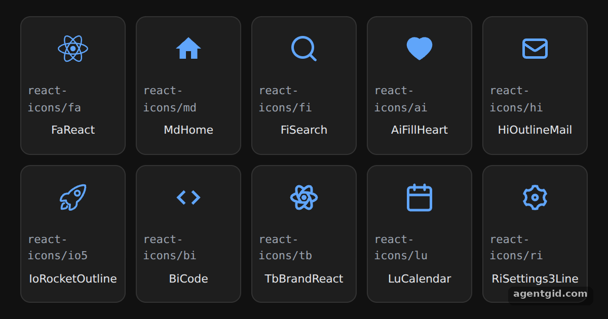 Icons from different packs in React Icons: screenshot of the example running