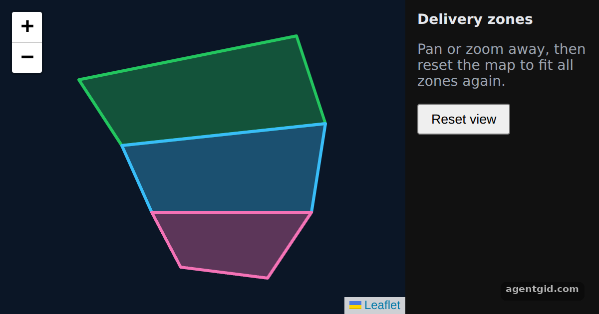 Fitting the map to bounds in React Leaflet: screenshot of the example running