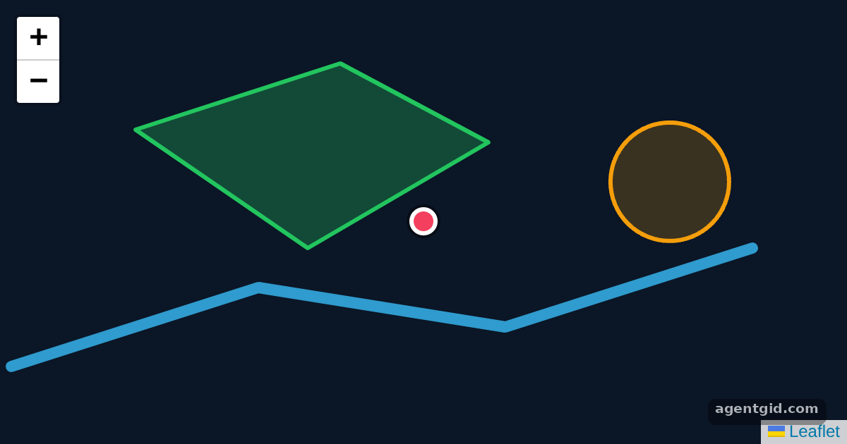 Map, marker and popup in React Leaflet: screenshot of the example running