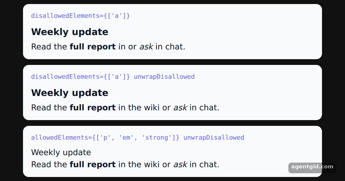 Filtering elements in react-markdown: screenshot of the example running