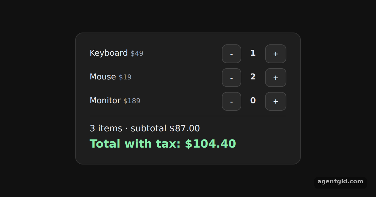 Derived values with useSelector in React Redux: screenshot of the example running