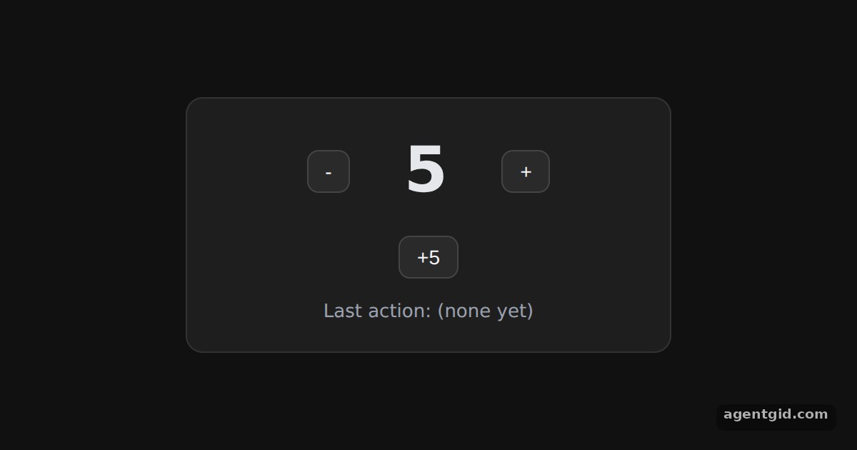 useSelector and useDispatch counter in React Redux: screenshot of the example running