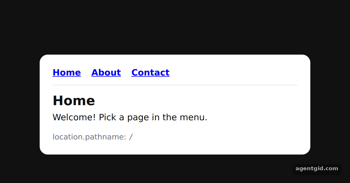 Basic routing in React Router: screenshot of the example running