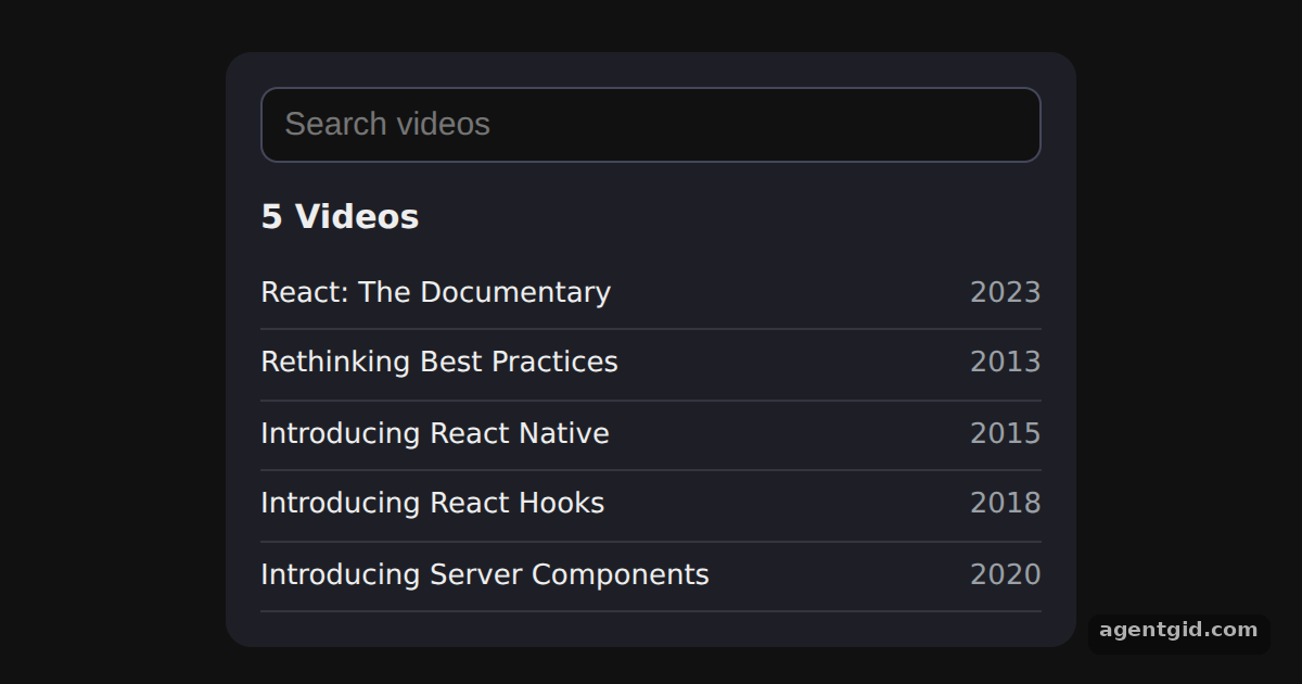 Filtering a list from an input in React: screenshot of the example running