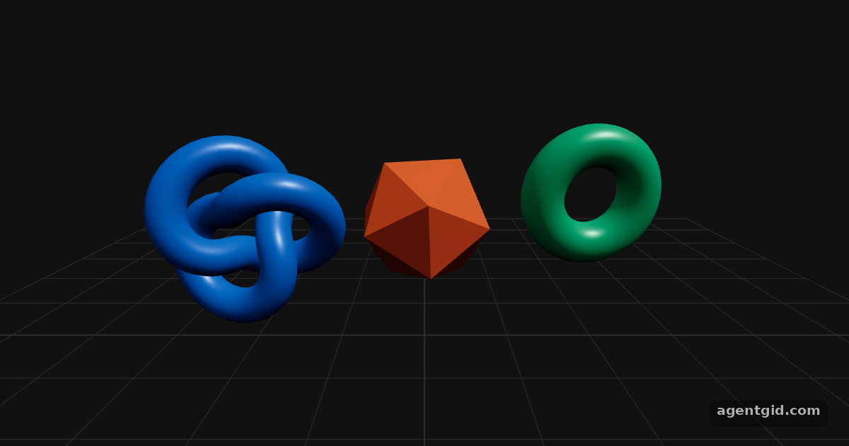 OrbitControls in React Three Fiber: screenshot of the example running
