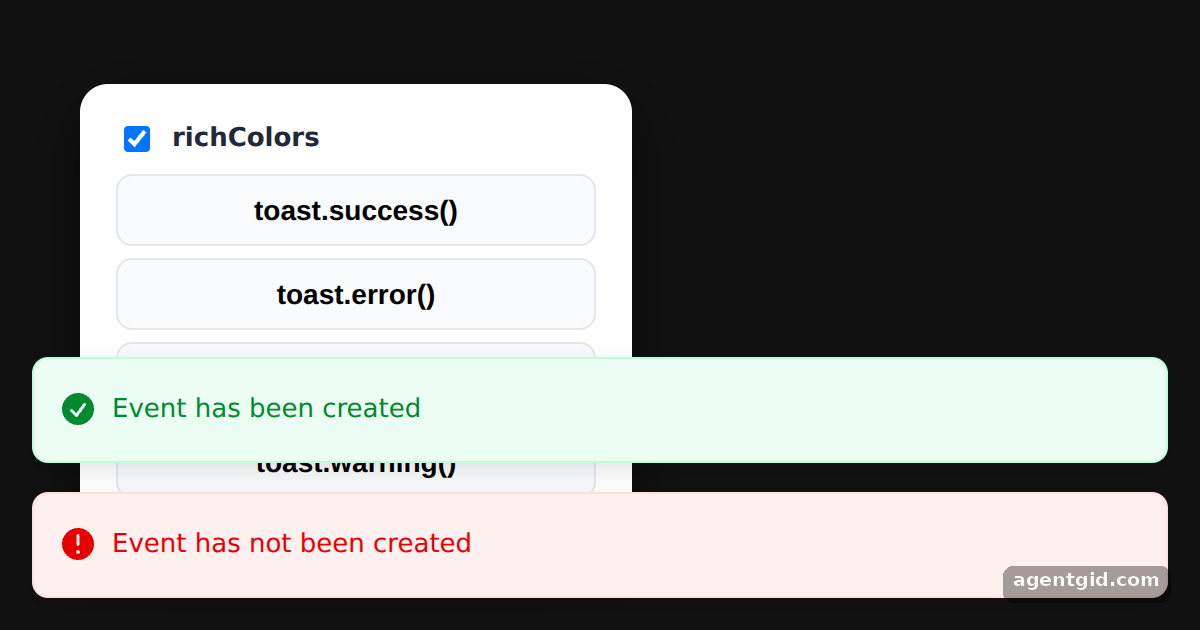 Rich colors for Sonner toasts: screenshot of the example running