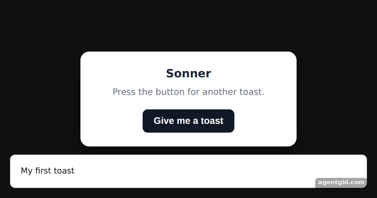 Showing a toast with Sonner: screenshot of the example running