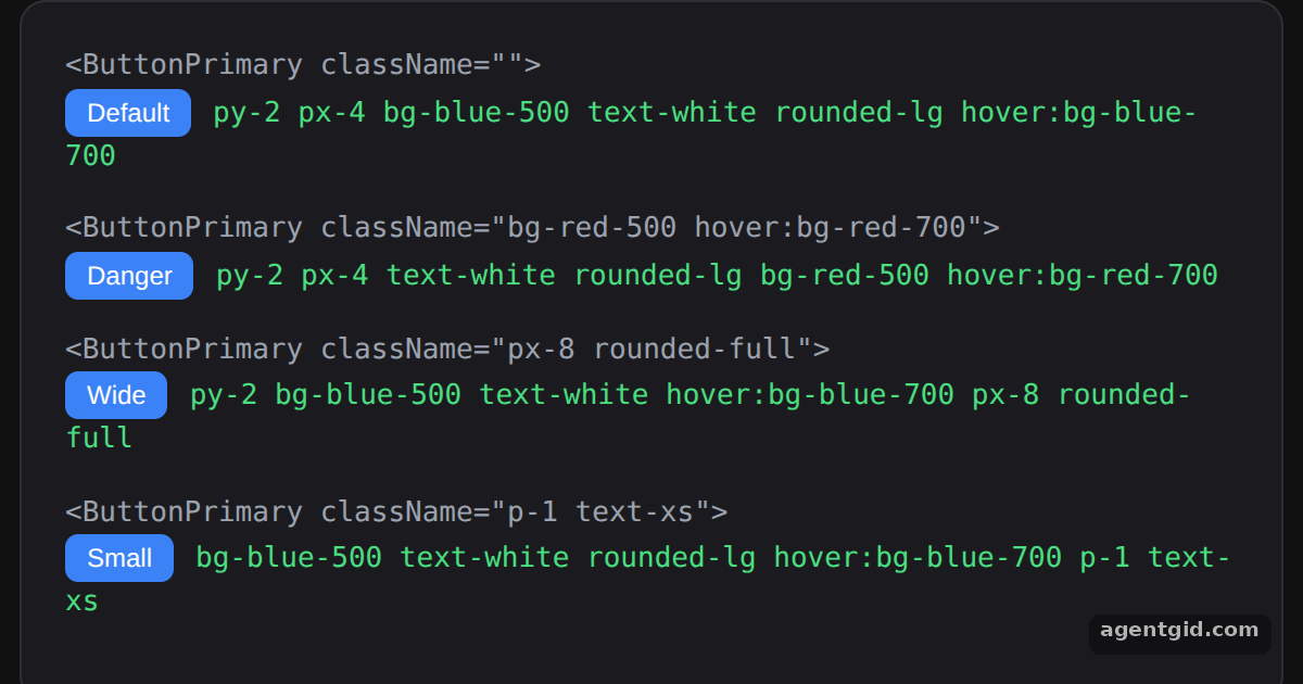 Overriding component classes with twMerge: screenshot of the example running