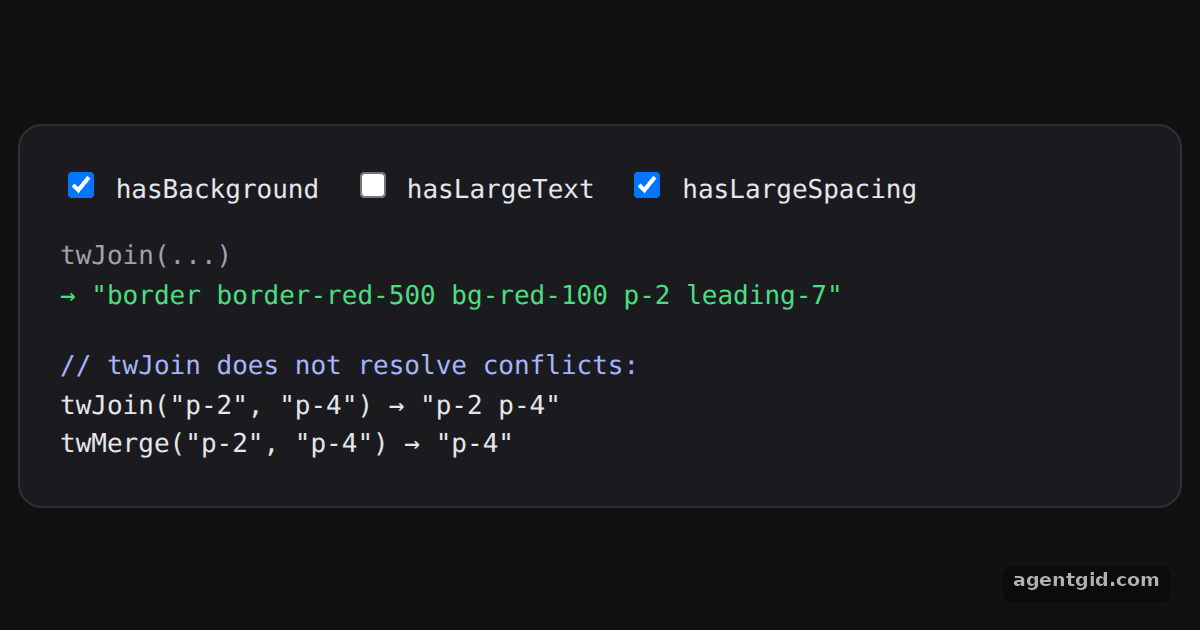 Conditional classes with twJoin: screenshot of the example running