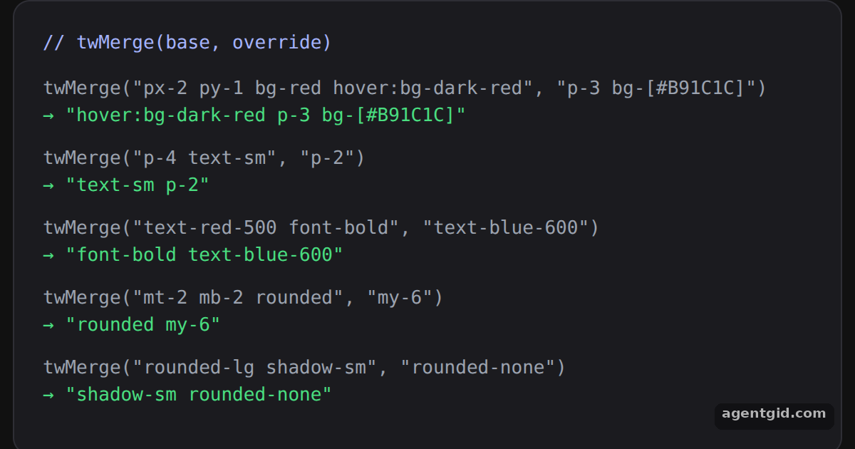 Merging conflicting classes with twMerge: screenshot of the example running