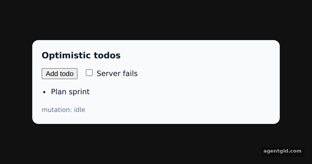 Optimistic updates with rollback in TanStack Query: screenshot of the example running