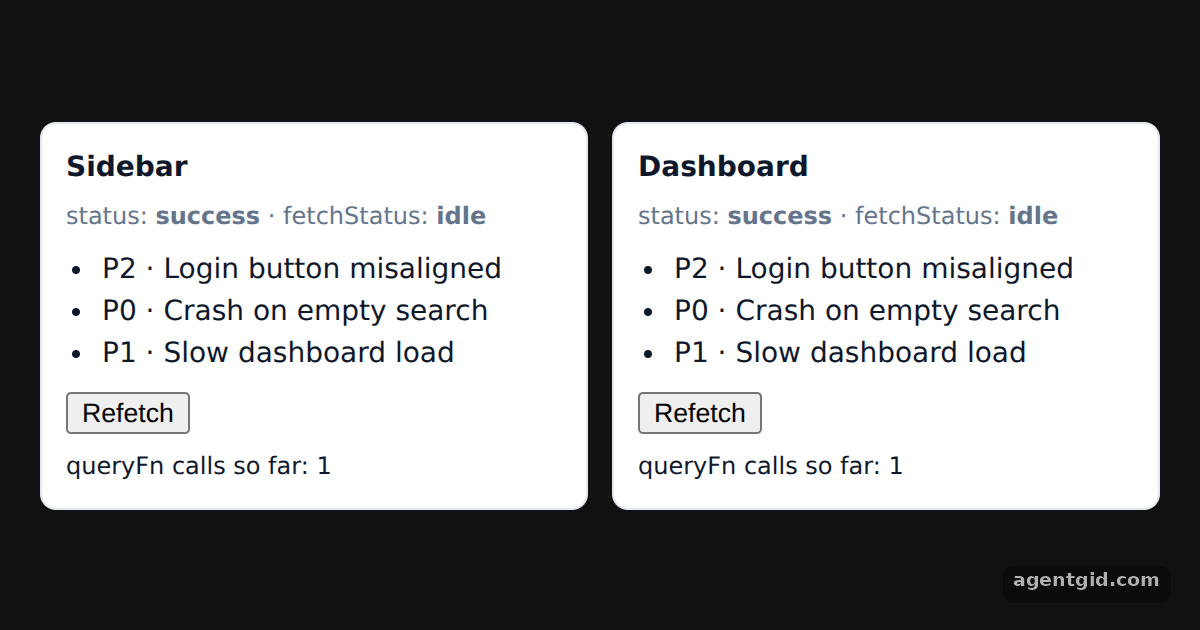 Fetching data with useQuery in TanStack Query: screenshot of the example running