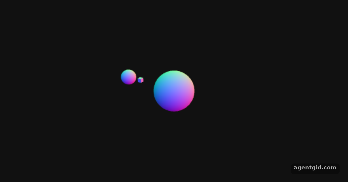 Grouping objects in Three.js: screenshot of the example running