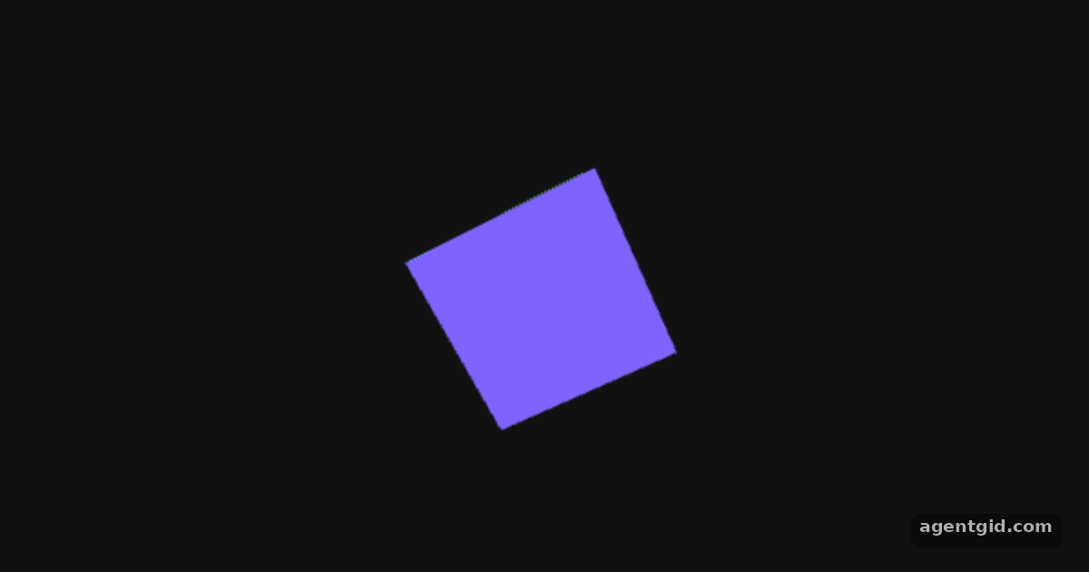 Rotating cube in Three.js: screenshot of the example running