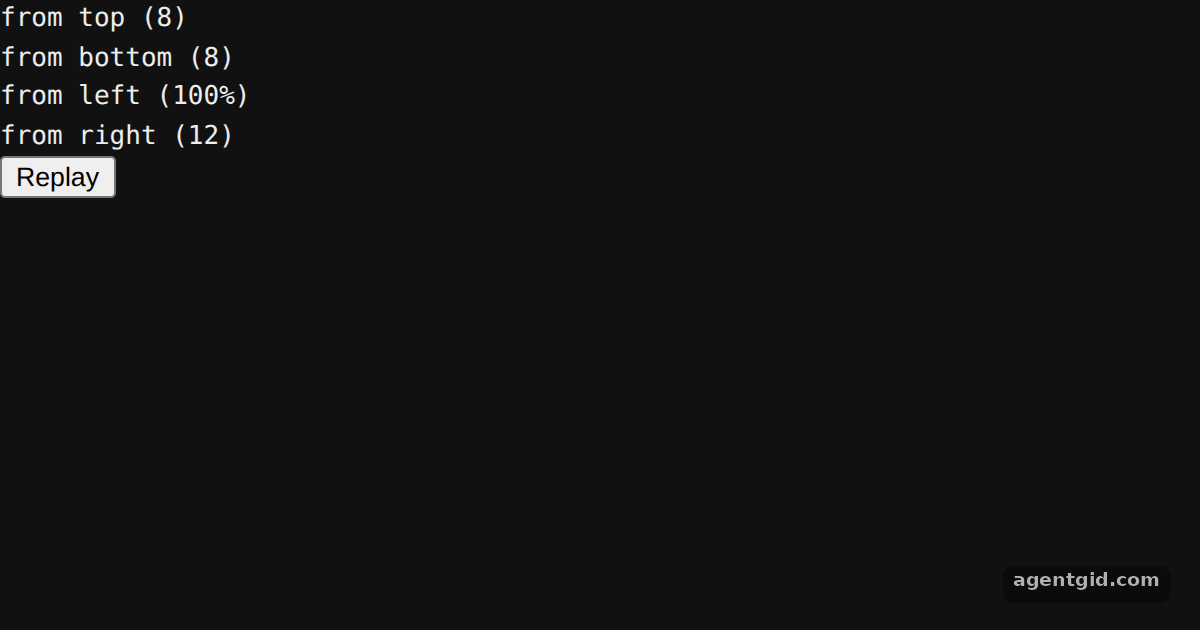 Slide-in animations in tw-animate-css: screenshot of the example running