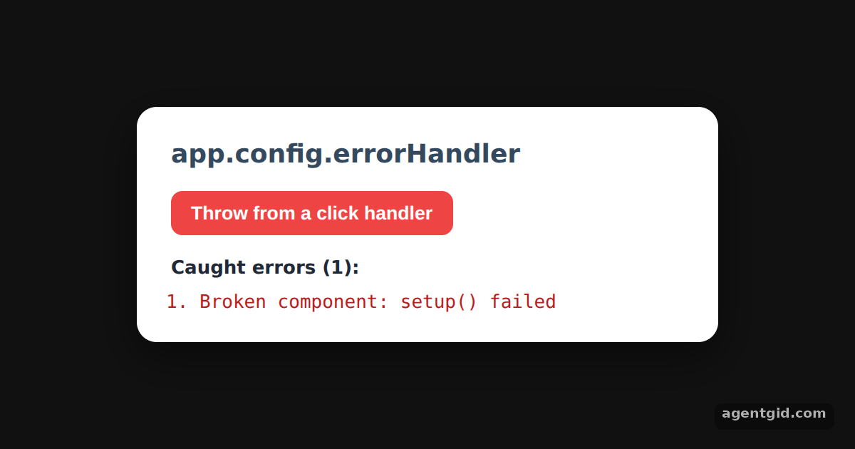 Catching errors with app.config.errorHandler in Vue: screenshot of the example running