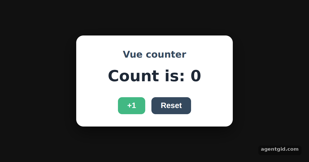 A reactive counter with createApp and ref in Vue: screenshot of the example running