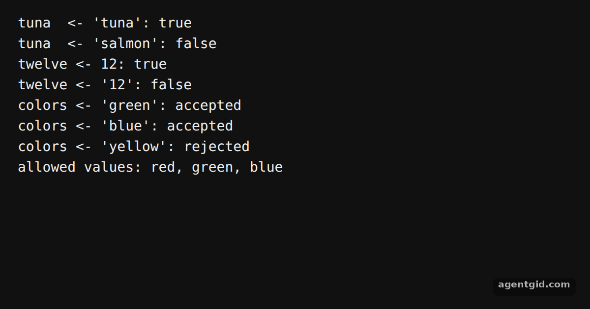 Literal values in Zod: screenshot of the example running