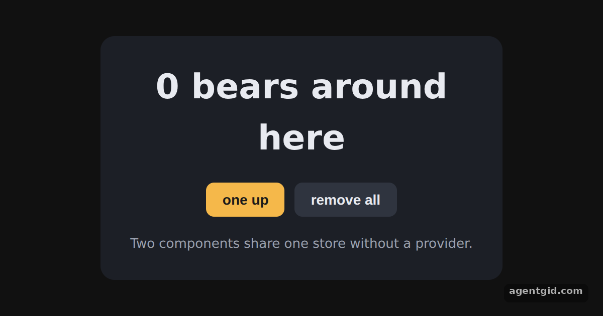 Creating a store in Zustand: screenshot of the example running